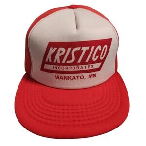 KRISTICO Incorporated Vintage Trucker Hat Red White Mankato MN Snapback‎